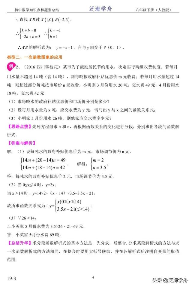 一次函数公式，线性函数方程？